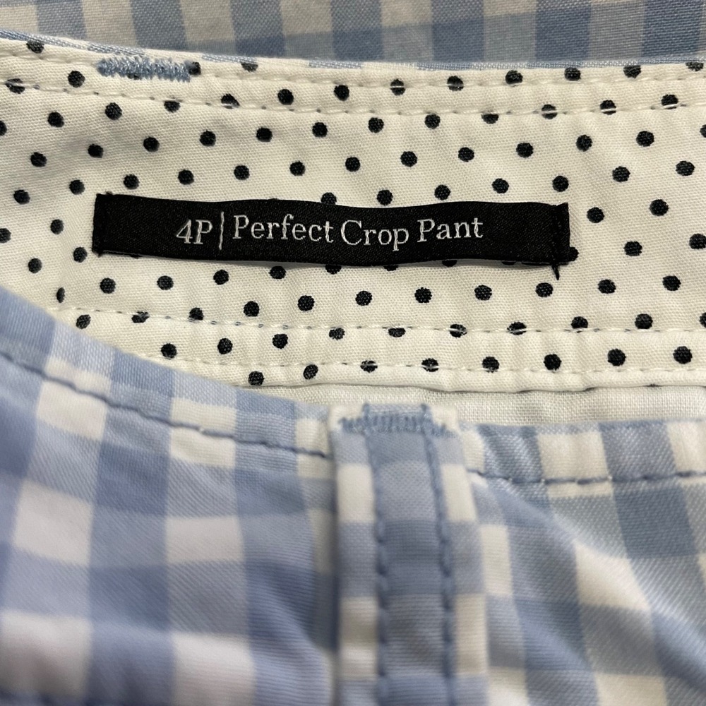 Talbots Women's Petite Size 4P Blue Gingham Perfect Crop Coastal Chinos Beach - Picture 7 of 15